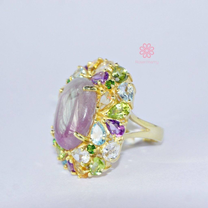 Radiant Ruby Ring: 40 Carat Gemstone Symphony in Sterling Silver
