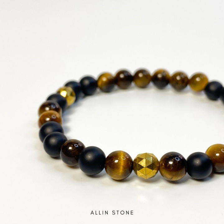 Tiger's Eye and Black Onyx Bracelet: Protection and Good Fortune