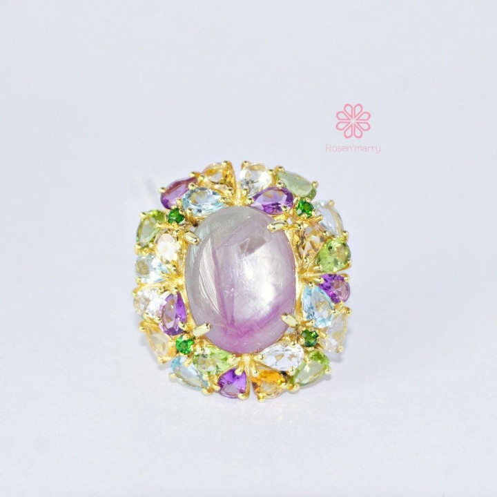 Radiant Ruby Ring: 40 Carat Gemstone Symphony in Sterling Silver