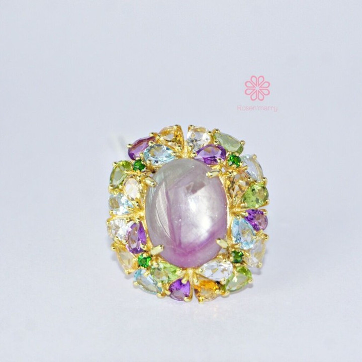 Radiant Ruby Ring: 40 Carat Gemstone Symphony in Sterling Silver