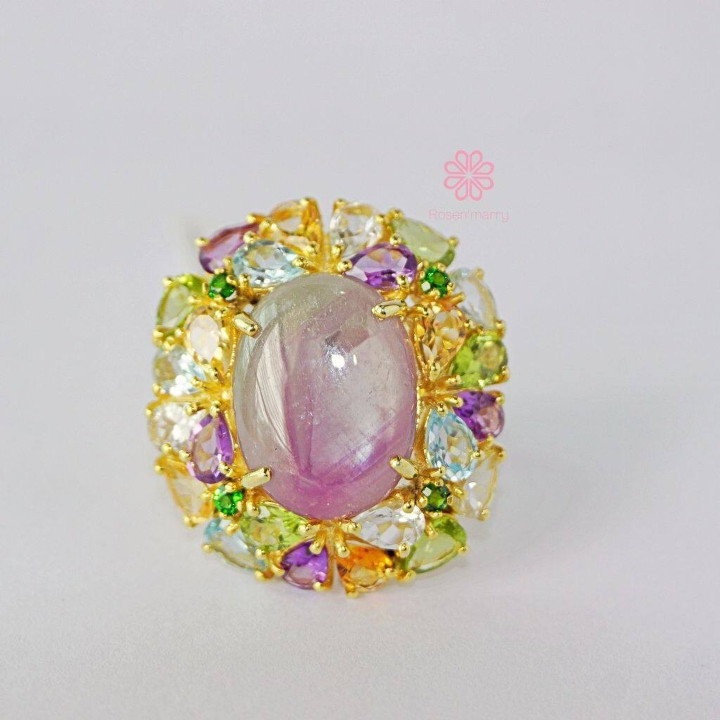 Radiant Ruby Ring: 40 Carat Gemstone Symphony in Sterling Silver