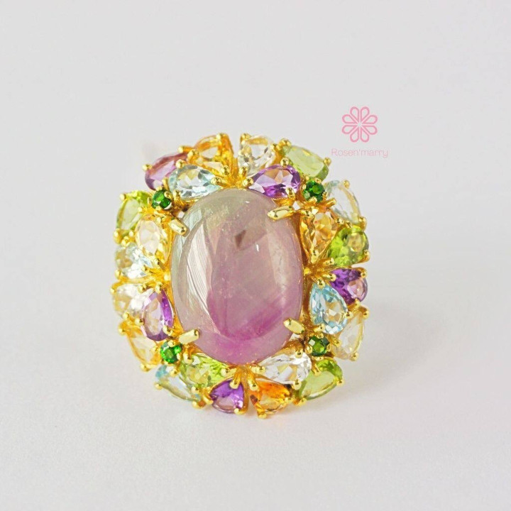 Radiant Ruby Ring: 40 Carat Gemstone Symphony in Sterling Silver