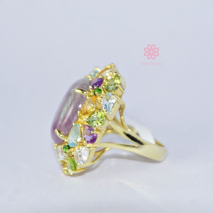 Radiant Ruby Ring: 40 Carat Gemstone Symphony in Sterling Silver