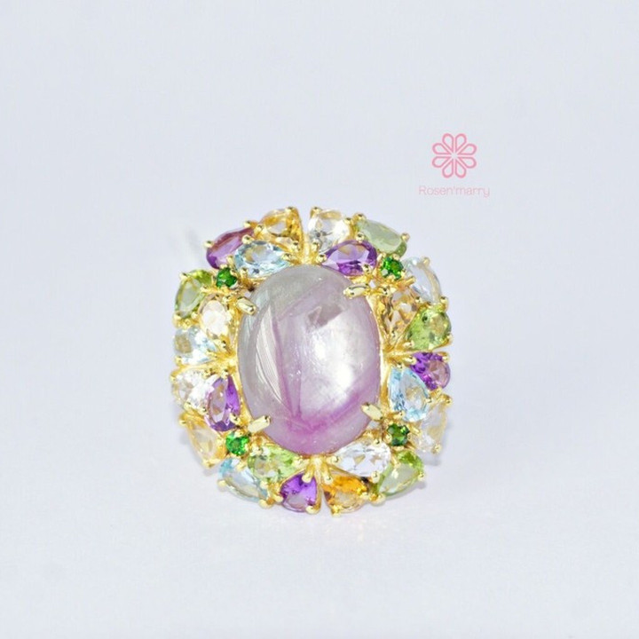 Radiant Ruby Ring: 40 Carat Gemstone Symphony in Sterling Silver