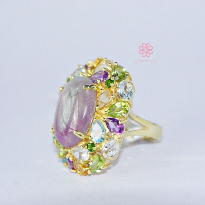 Radiant Ruby Ring: 40 Carat Gemstone Symphony in Sterling Silver
