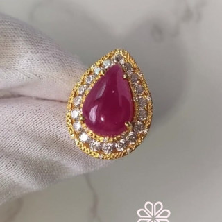 Radiant Ruby Teardrop Ring | 13ct, Sterling Silver and Gold
