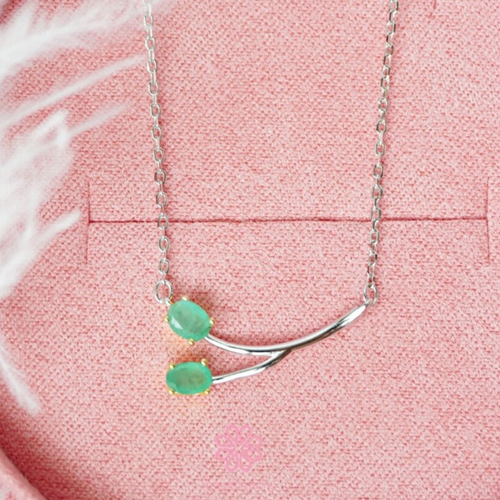 Genuine Sapphire Necklace | Sterling Silver | GiftRN036