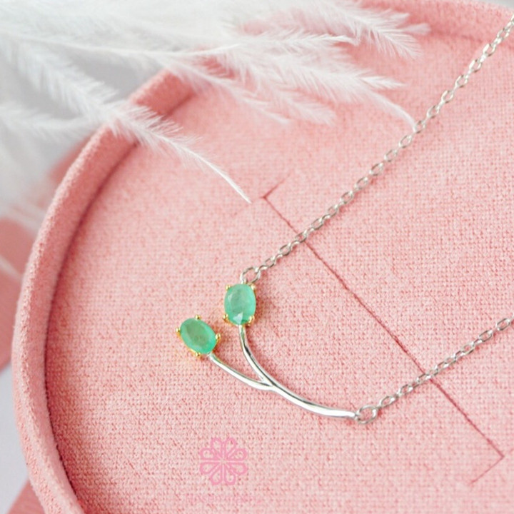Genuine Sapphire Necklace | Sterling Silver | GiftRN036