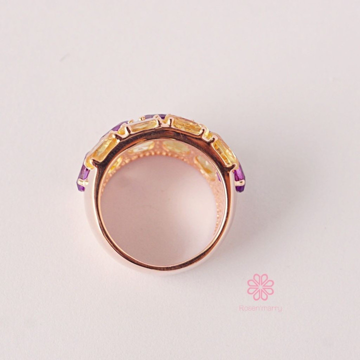 Amethyst- und Citrinring | 11 ct echte Edelsteine ​​| 925er Sterlingsilber