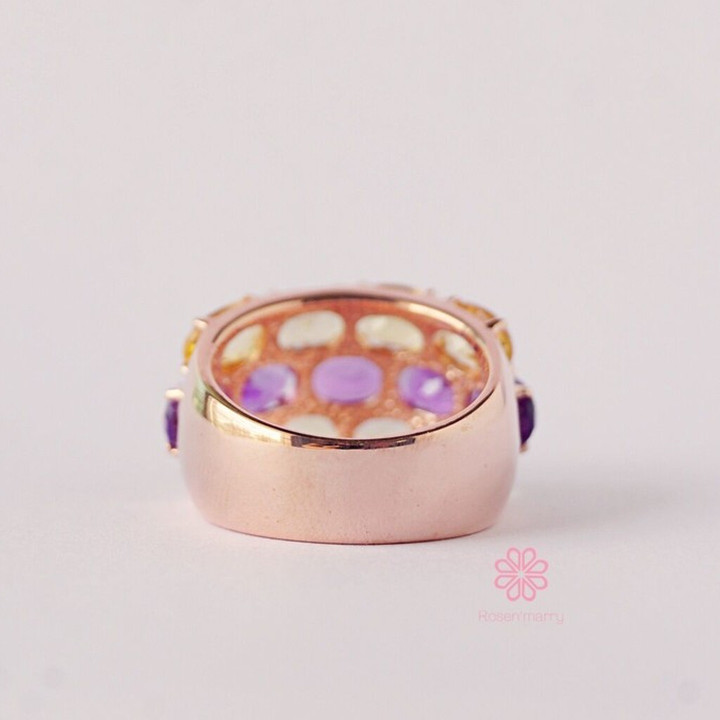 Amethyst- und Citrinring | 11 ct echte Edelsteine ​​| 925er Sterlingsilber