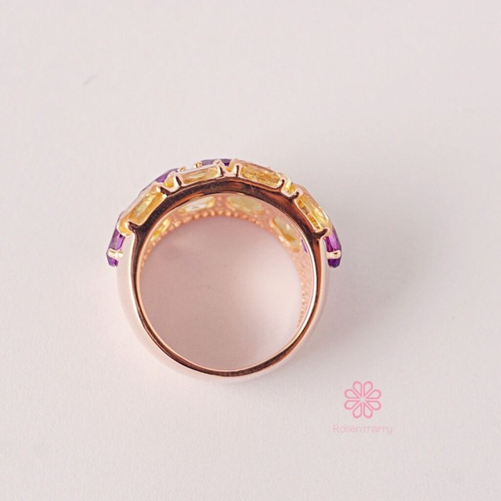 Amethyst- und Citrinring | 11 ct echte Edelsteine ​​| 925er Sterlingsilber
