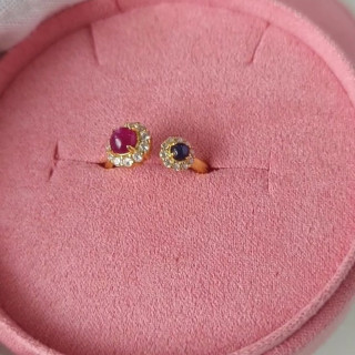 Ruby and Sapphire Sterling Silver Ring | Gold Plated Elegance