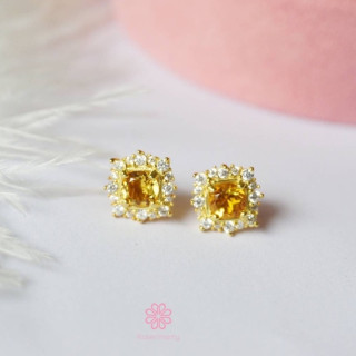 Genuine Citrine and Silver Earrings | Raw Gemstone Jewelry