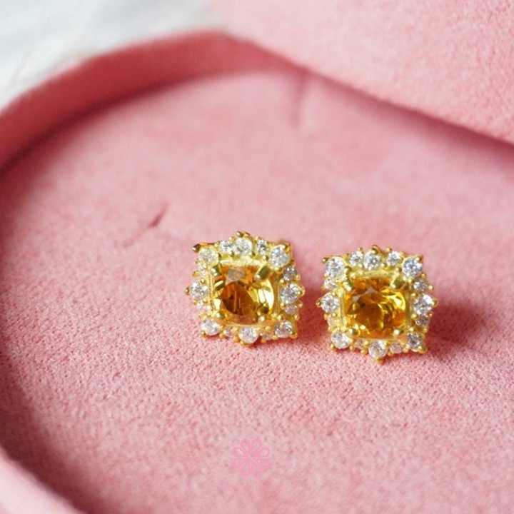 Genuine Citrine and Silver Earrings | Raw Gemstone Jewelry
