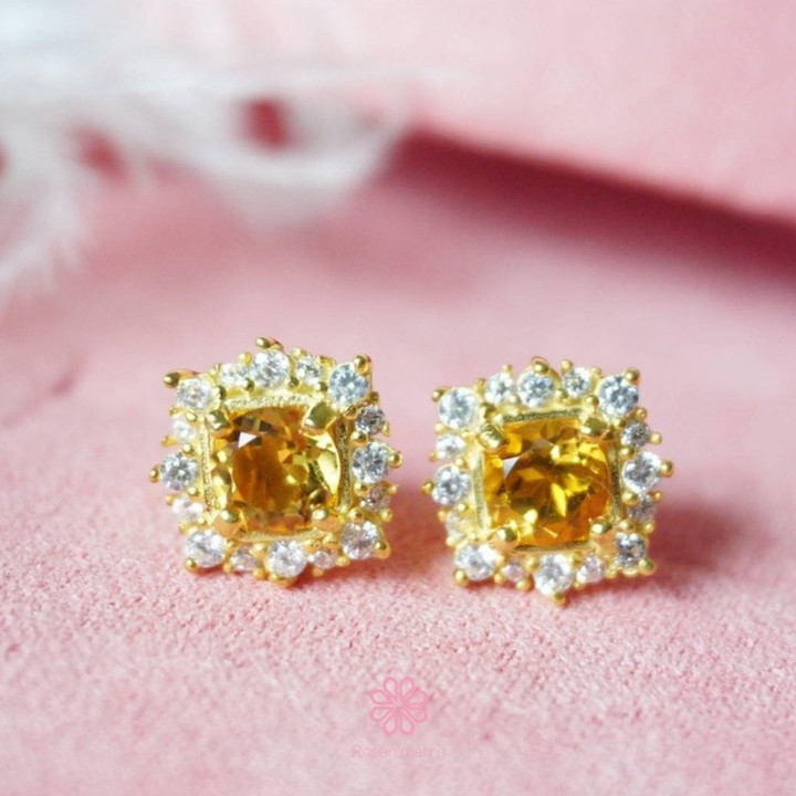 Genuine Citrine and Silver Earrings | Raw Gemstone Jewelry