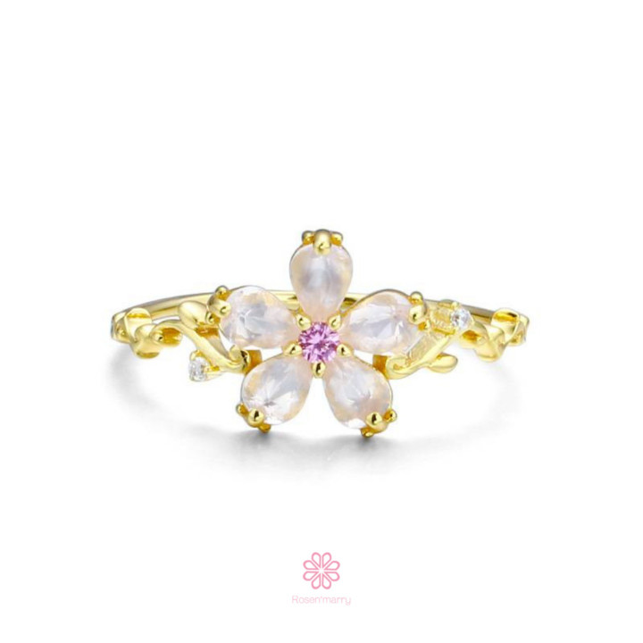 Rosenquarz- und vergoldeter Silberring | Eleganter Schmuck von Rosen'marry