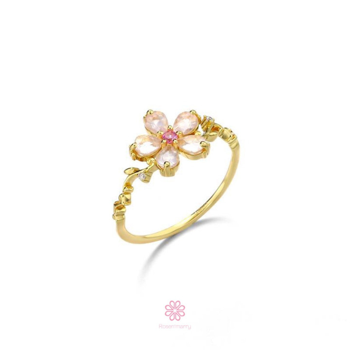 Rosenquarz- und vergoldeter Silberring | Eleganter Schmuck von Rosen'marry