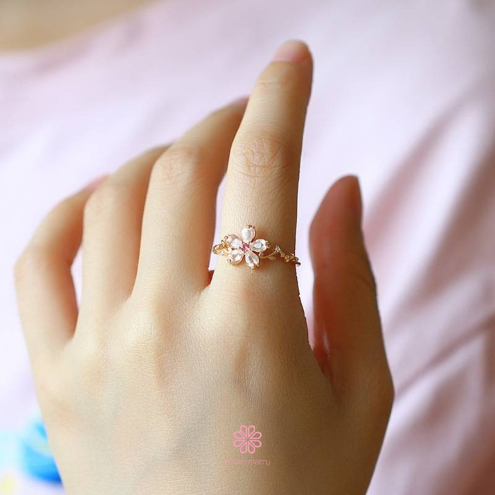 Rosenquarz- und vergoldeter Silberring | Eleganter Schmuck von Rosen'marry