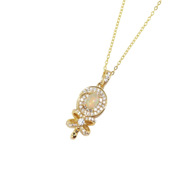 Genuine Opal Necklace | 18K Gold Plated Sterling Silver