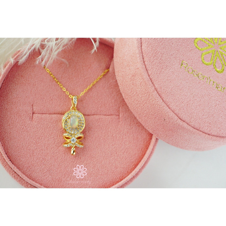 Genuine Opal Necklace | 18K Gold Plated Sterling Silver