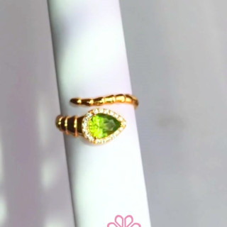 Raw Peridot Ring | Sterling Silver, Gold Plated | October Birthstone