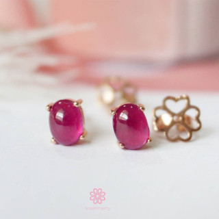 Rose Gold Ruby Stud Earrings | 925 Sterling Silver | Genuine Gems