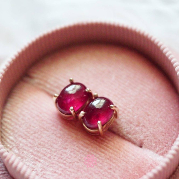 Rose Gold Ruby Stud Earrings | 925 Sterling Silver | Genuine Gems