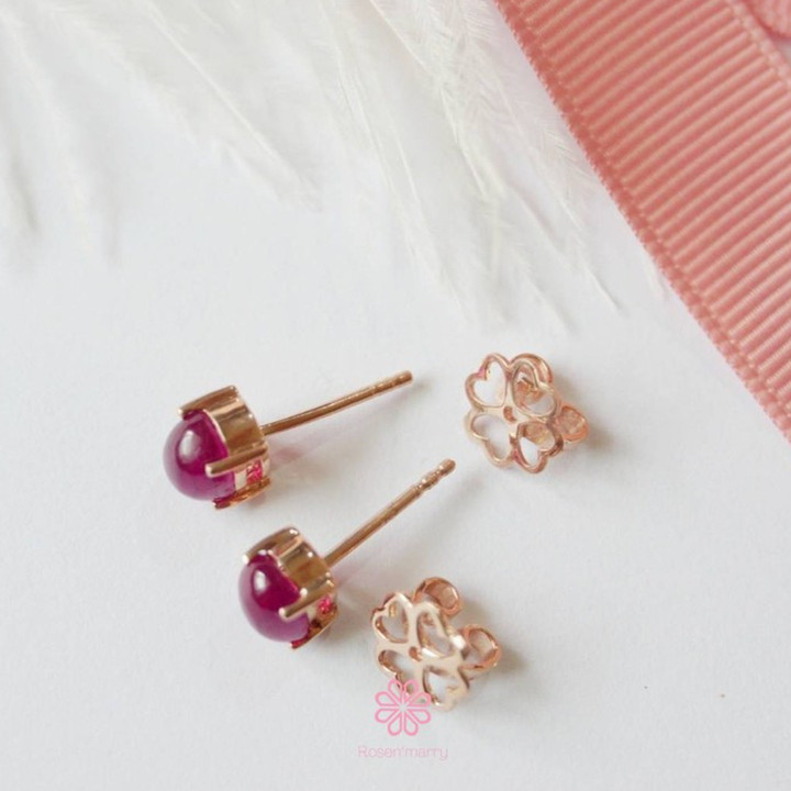 Rose Gold Ruby Stud Earrings | 925 Sterling Silver | Genuine Gems