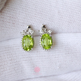 Genuine Peridot Earrings | Raw Gemstones in Sterling Silver