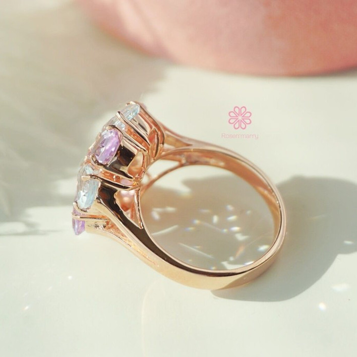 Amethyst-Topas-Ring aus Sterlingsilber und Roségold