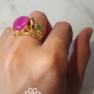 Ruby Ring in Sterling Silver, Gold Plated, Size 54 | Rosen'marry