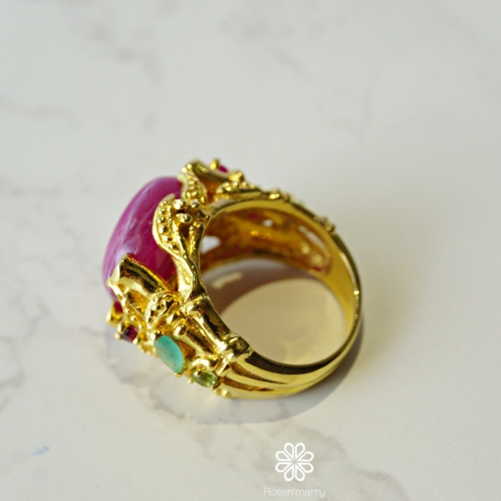 Ruby Ring in Sterling Silver, Gold Plated, Size 54 | Rosen'marry