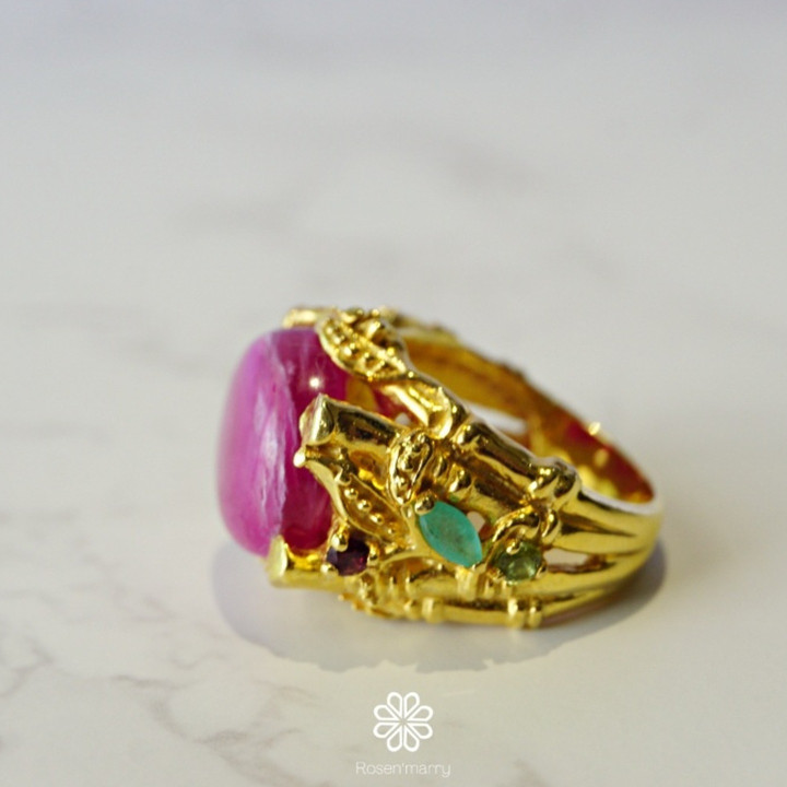 Ruby Ring in Sterling Silver, Gold Plated, Size 54 | Rosen'marry