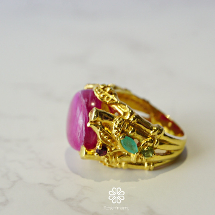 Ruby Ring in Sterling Silver, Gold Plated, Size 54 | Rosen'marry
