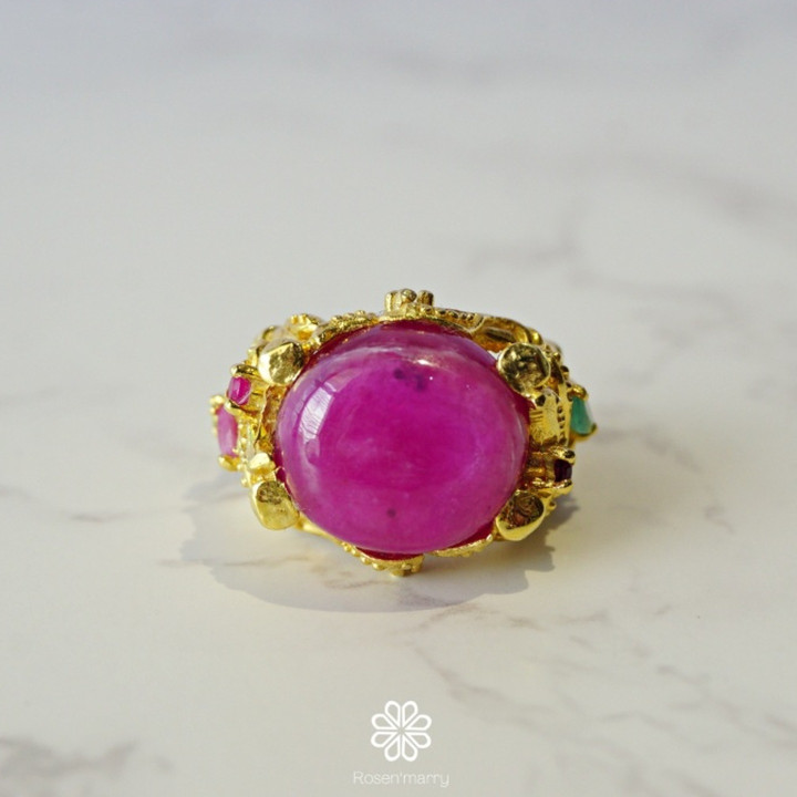Ruby Ring in Sterling Silver, Gold Plated, Size 54 | Rosen'marry