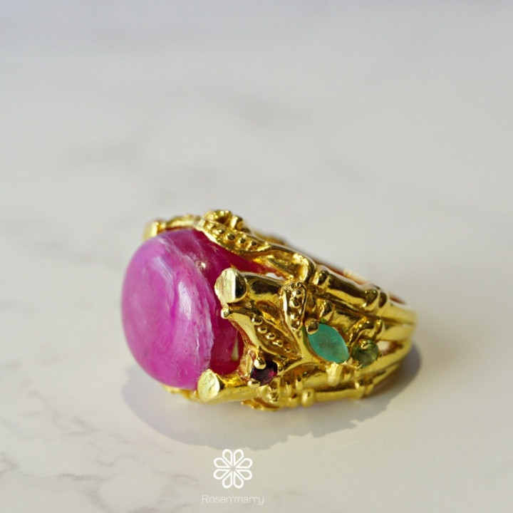 Ruby Ring in Sterling Silver, Gold Plated, Size 54 | Rosen'marry
