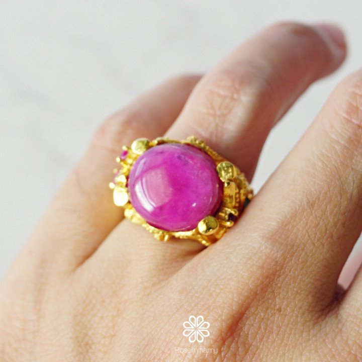 Ruby Ring in Sterling Silver, Gold Plated, Size 54 | Rosen'marry