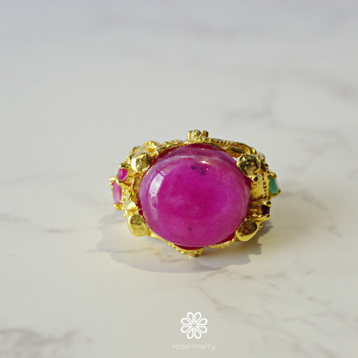 Ruby Ring in Sterling Silver, Gold Plated, Size 54 | Rosen'marry