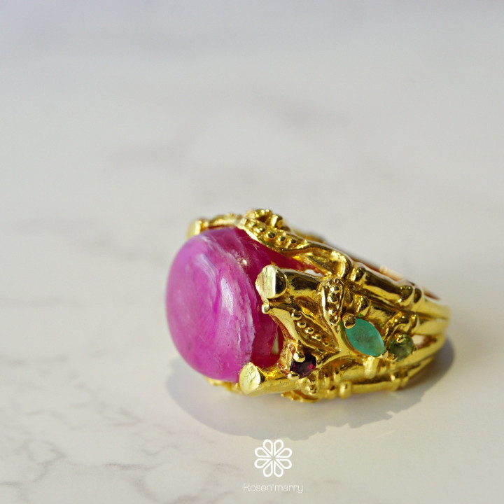 Ruby Ring in Sterling Silver, Gold Plated, Size 54 | Rosen'marry