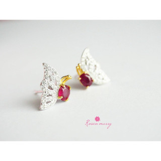 Deep Red Ruby Butterfly Earrings | 925 Sterling Silver