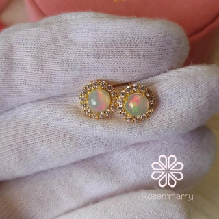 Raw Opal Earrings | Sterling Silver and Gold Plated | Hypoallergenic