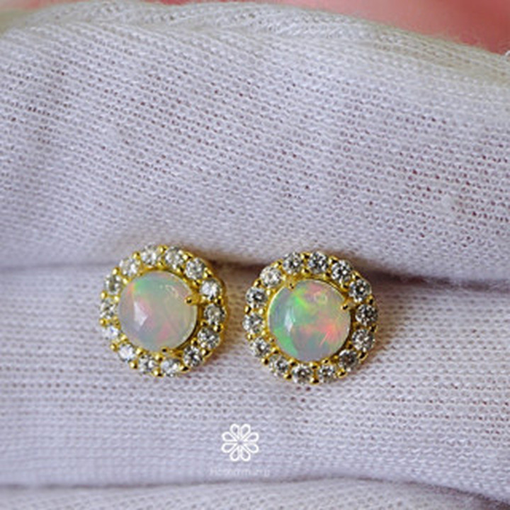 Raw Opal Earrings | Sterling Silver and Gold Plated | Hypoallergenic
