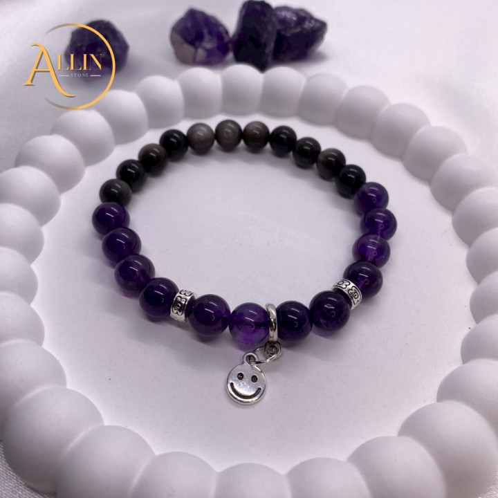 Amethyst Obsidian Bracelet: Positive Vibes and Spiritual Protection