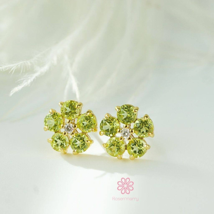 Peridot Earrings in Sterling Silver - Genuine Gemstone Jewelry
