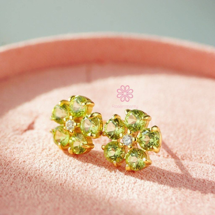 Peridot Earrings in Sterling Silver - Genuine Gemstone Jewelry
