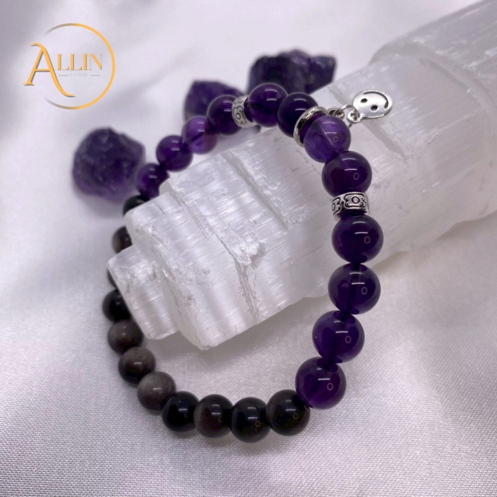 Amethyst Obsidian Bracelet: Positive Vibes and Spiritual Protection