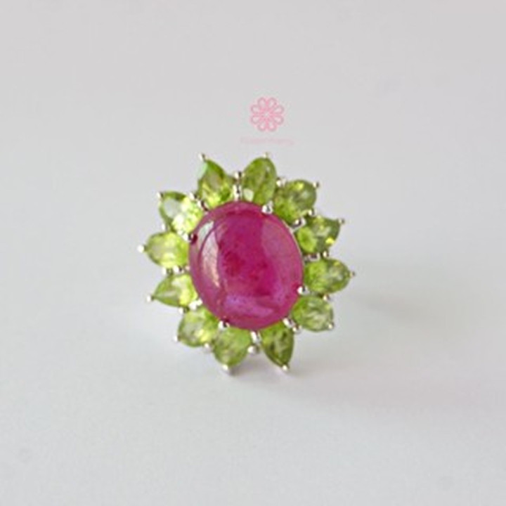Peridot-Ring aus Roségold | Sterlingsilber und Weißgold | 30 Karat