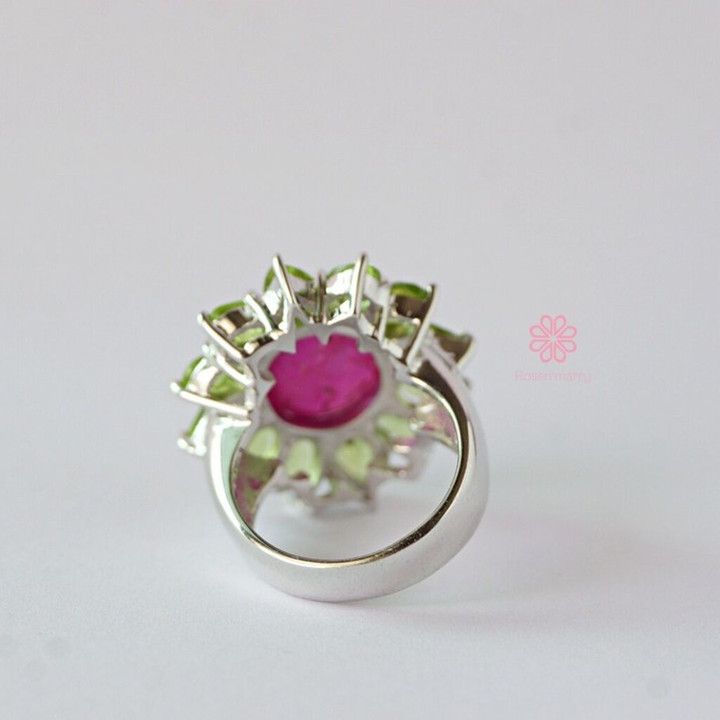 Peridot-Ring aus Roségold | Sterlingsilber und Weißgold | 30 Karat