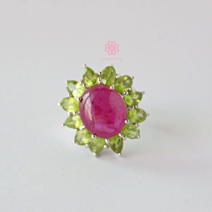 Peridot-Ring aus Roségold | Sterlingsilber und Weißgold | 30 Karat