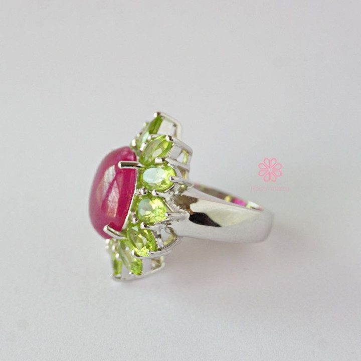 Peridot-Ring aus Roségold | Sterlingsilber und Weißgold | 30 Karat